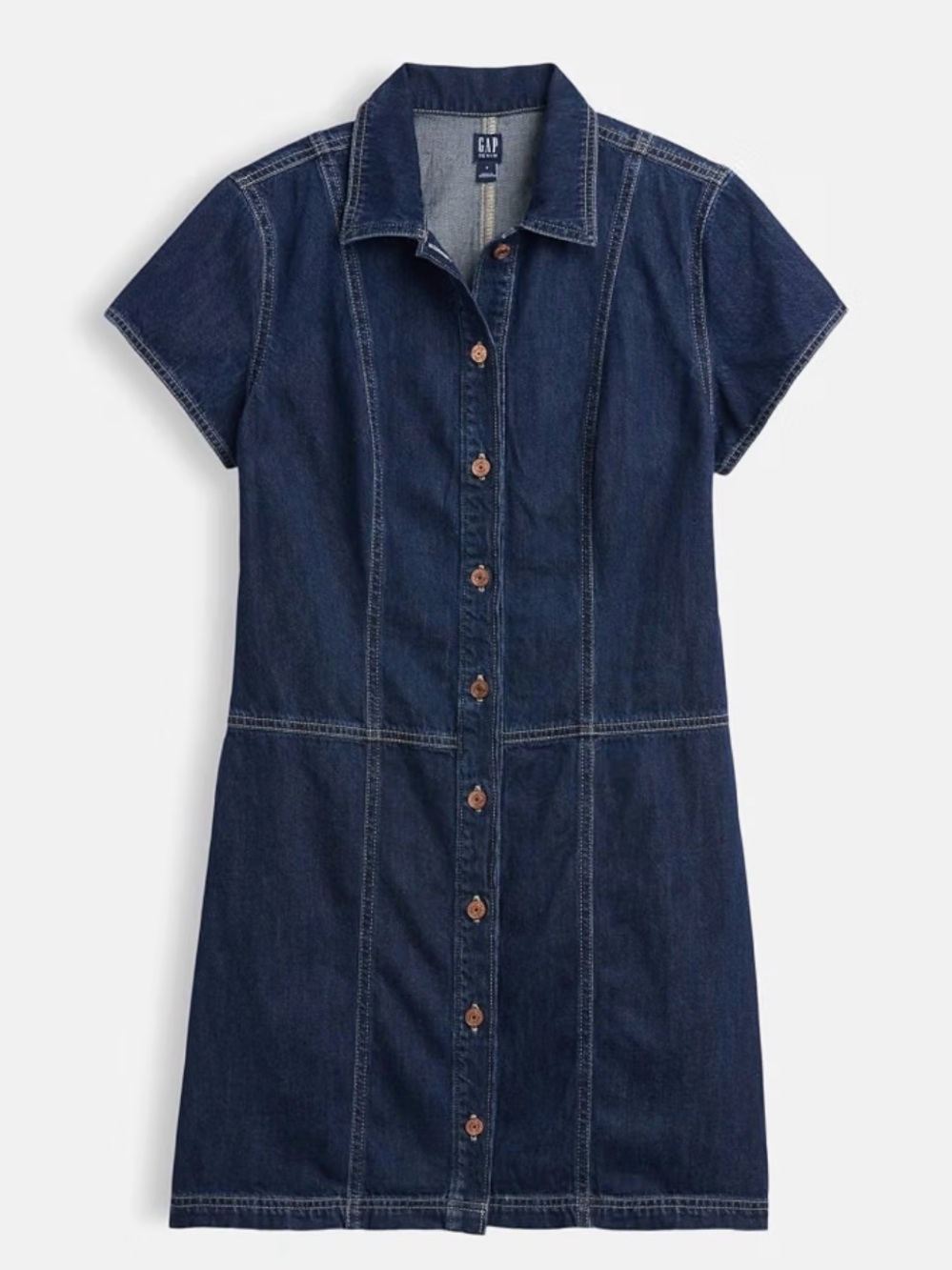 GAP Dark Blue Denim Button-Front Short-Sleeve Dress